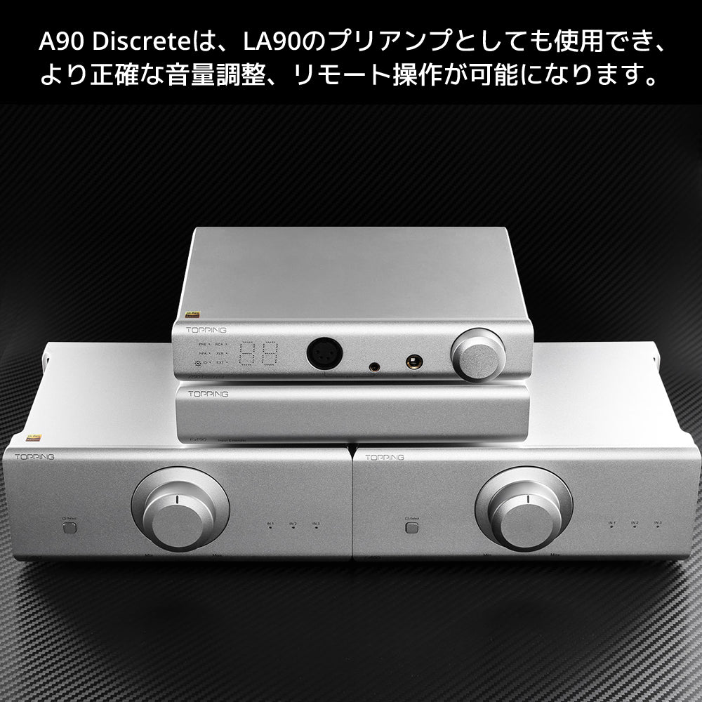 A90 Discreteは、LA90のプリアンプとしても使用でき、より正確な音量調整、リモート操作が可能になります。