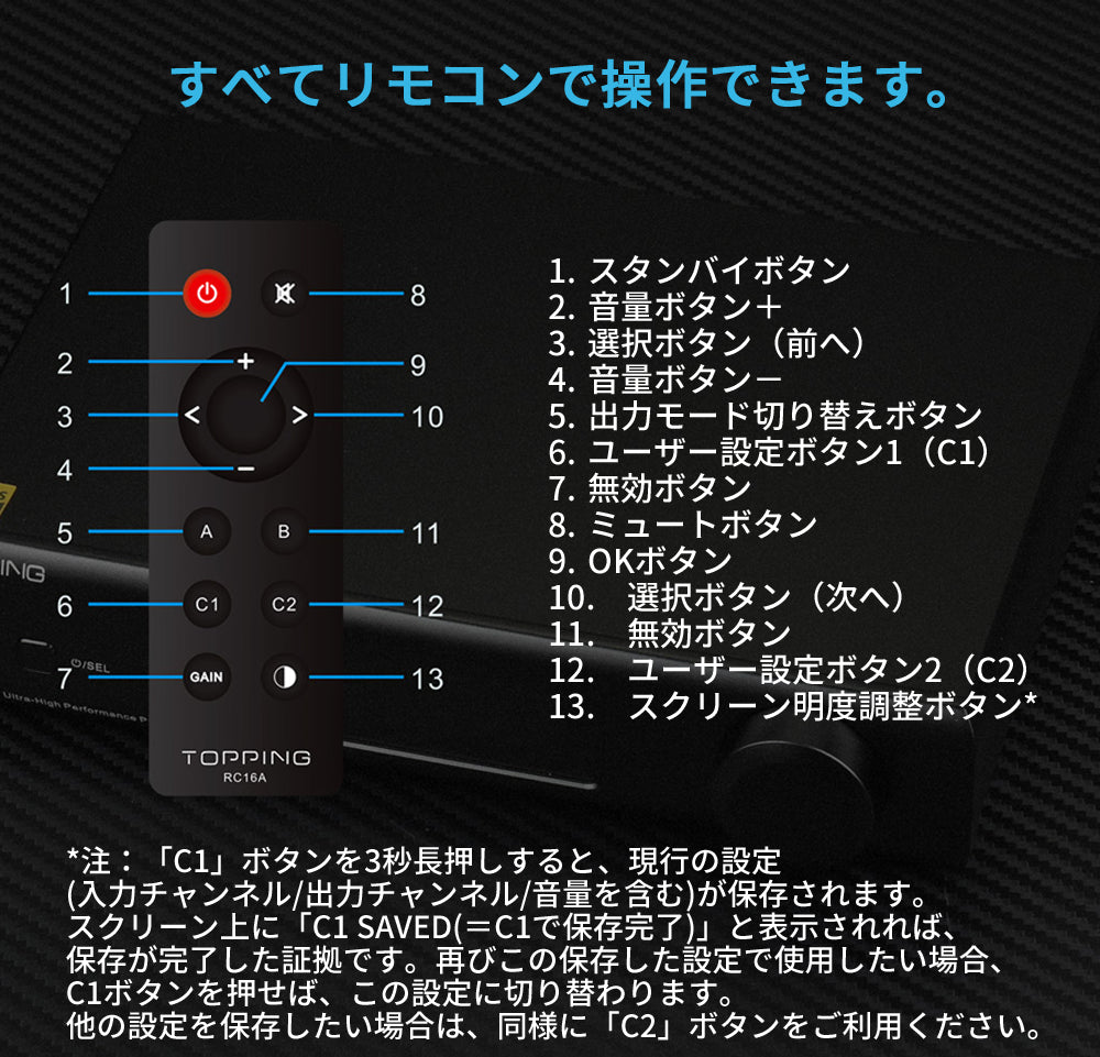 すべてリモコンで操作できます。